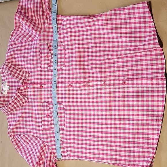 Sugar Rain Size M Pink White Gingham Button Down Long Sleeve Shirt - Picture 7 of 12